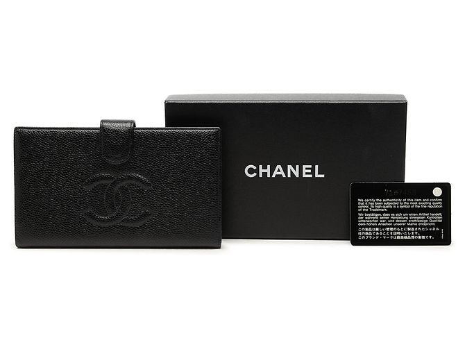 Cartera larga Chanel Black CC Caviar - vista 8