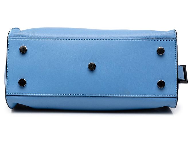 Autre Marque Borsa Satchel Downtown Monogram in pelle blu Baby Saint Laurent - vista 3