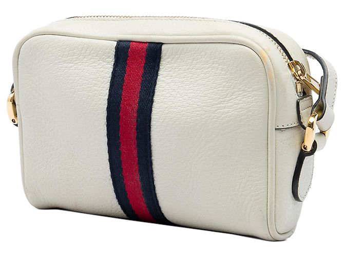 Gucci Mini Borsa a Tracolla Ophidia in Pelle di Vitello Bianca con Web - vista 2