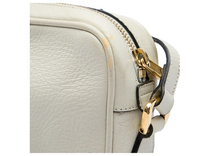 Gucci Mini Borsa a Tracolla Ophidia in Pelle di Vitello Bianca con Web - vista 5