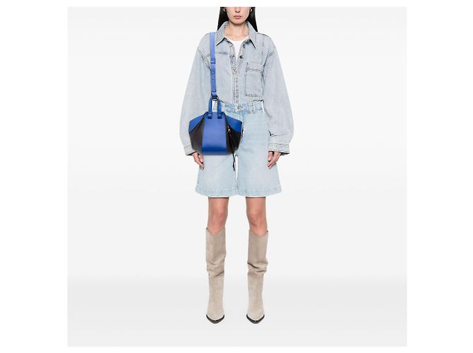 LOEWE Blue Medium Hammock Satchel aus bicolor körnigem Kalbsleder - Ansicht 6
