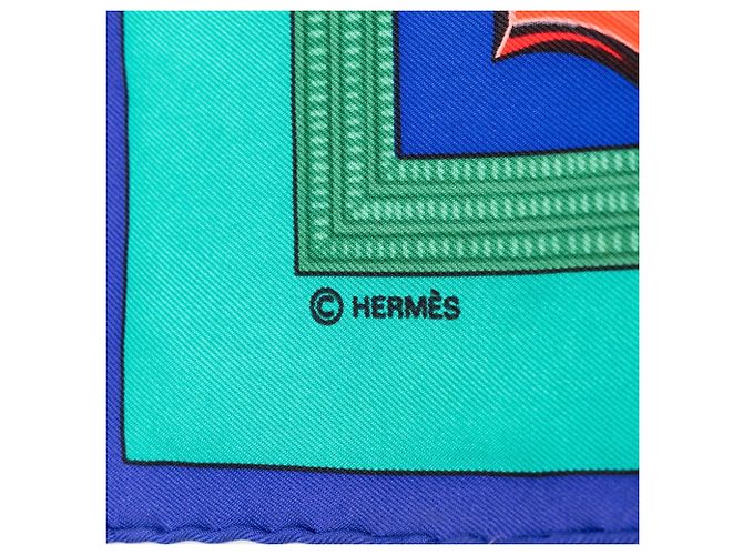 Pañuelo de seda Hermès Green Hommage a lAmtie Franco Hellenique 90 - vista 3