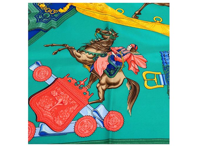 Pañuelo de seda Hermès Green Hommage a lAmtie Franco Hellenique 90 - vista 6