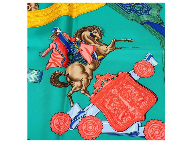 Pañuelo de seda Hermès Green Hommage a lAmtie Franco Hellenique 90 - vista 7