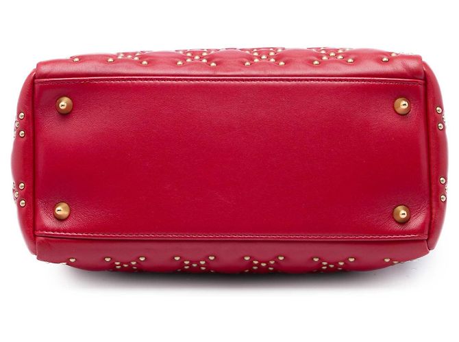 Dior Red Medium Lambskin Cannage Studded Supple Lady Dior - vista 3