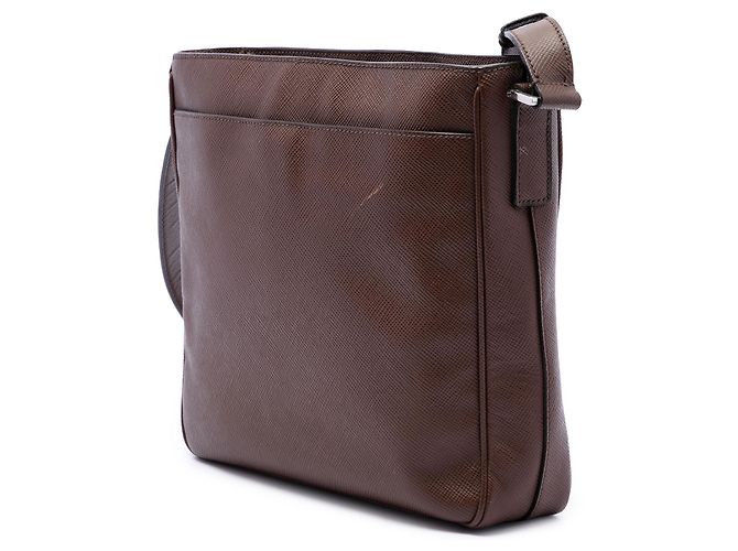 Borsa a tracolla Prada Brown Saffiano Striped - vista 2