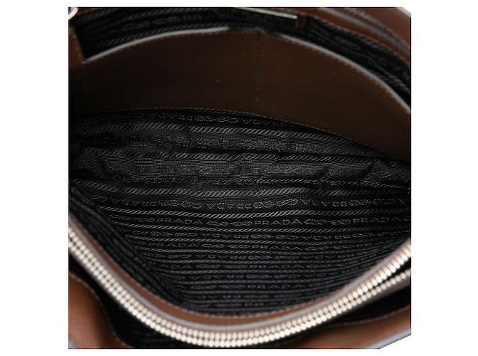 Borsa a tracolla Prada Brown Saffiano Striped - vista 4