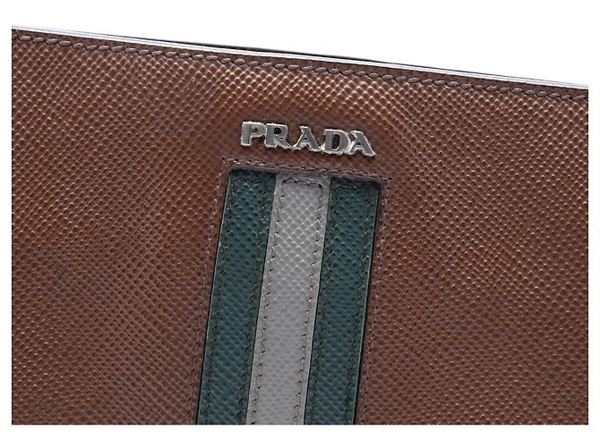 Borsa a tracolla Prada Brown Saffiano Striped - vista 5