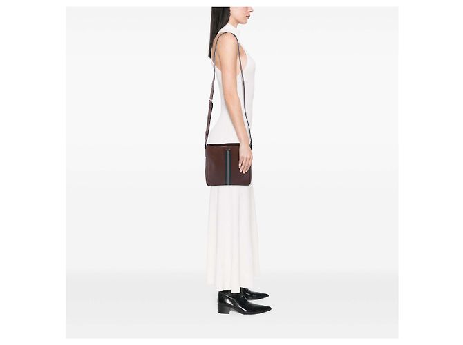 Borsa a tracolla Prada Brown Saffiano Striped - vista 6