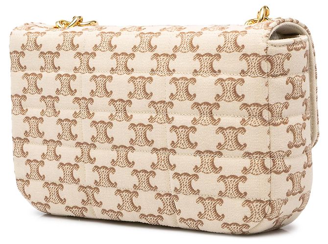 Céline Bolsa de Ombro Celine Beige Triomphe Matelasse Canvas Monochrome Chain - vista 2