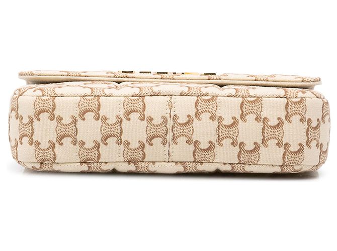 Céline Bolsa de Ombro Celine Beige Triomphe Matelasse Canvas Monochrome Chain - vista 3