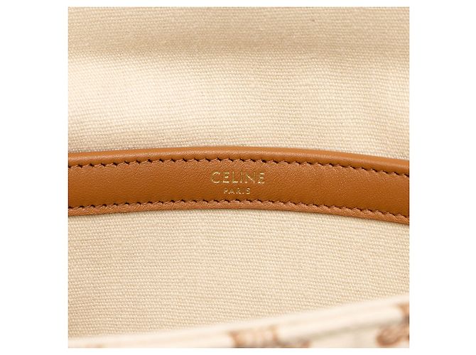 Céline Bolsa de Ombro Celine Beige Triomphe Matelasse Canvas Monochrome Chain - vista 5