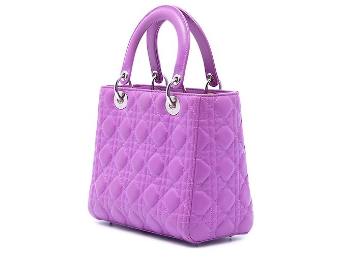 Dior Purple Medium Lambskin Cannage Lady Dior - vista 2
