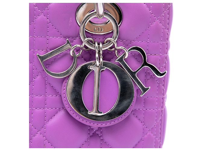Dior Purple Medium Lambskin Cannage Lady Dior - vista 5