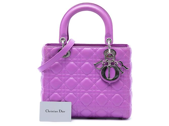 Dior Purple Medium Lambskin Cannage Lady Dior - vista 7