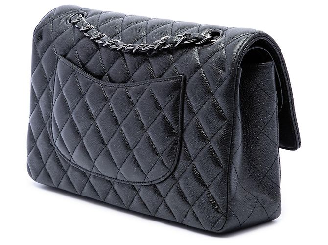Chanel Black Medium Classic Caviar Glitter Double Flap - vista 2