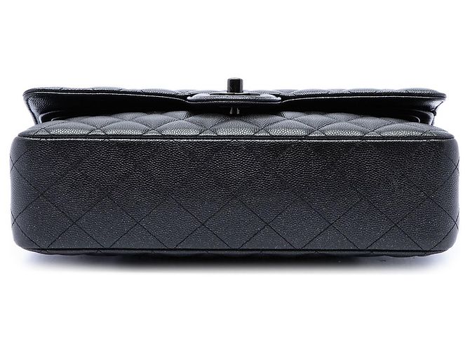 Chanel Black Medium Classic Caviar Glitter Double Flap - vista 3