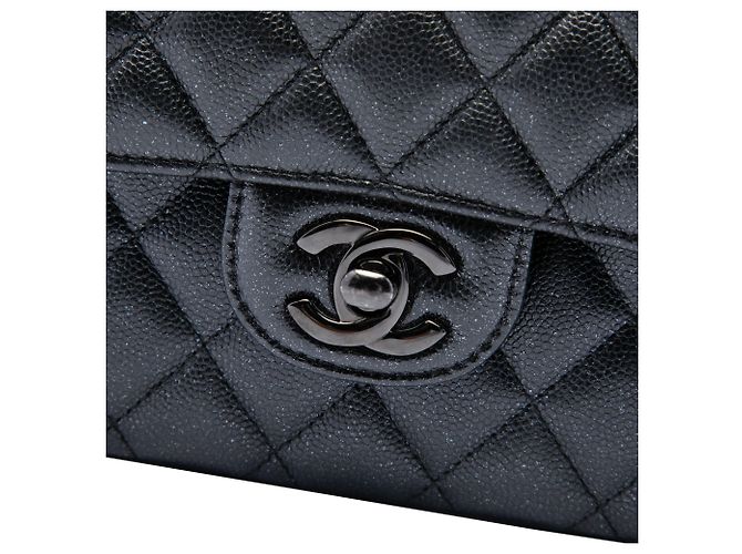 Chanel Black Medium Classic Caviar Glitter Double Flap - vista 5