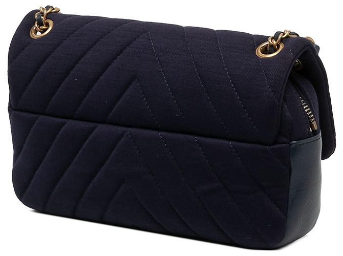 Chanel Blue CC Chevron Jersey Flap - vista 2