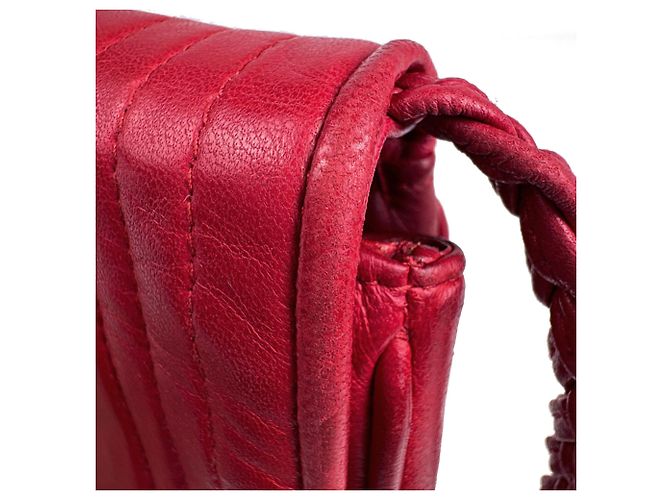 Bolso de hombro Chanel de cuero rojo - vista 8