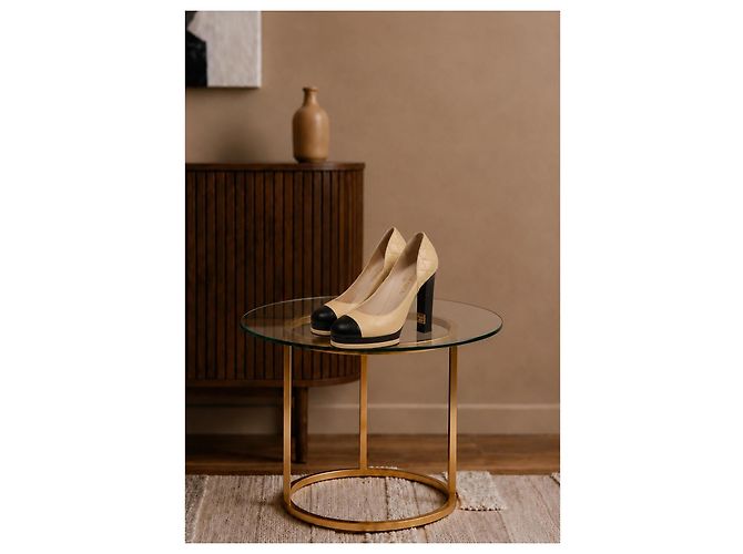 Chanel Plateau Pumps Beige Leder Schwarz - Ansicht 5