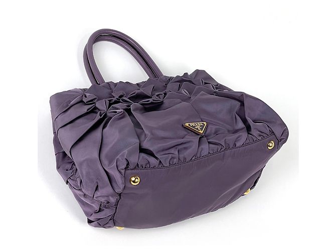 Borsa a mano Prada viola in nylon e pelle - vista 2