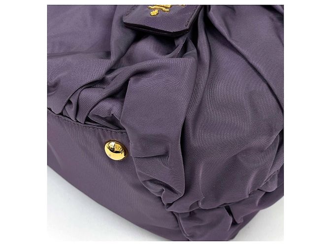 Borsa a mano Prada viola in nylon e pelle - vista 3