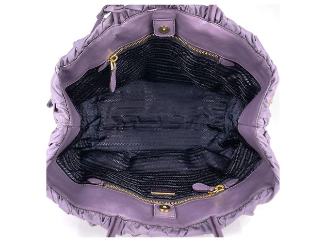 Borsa a mano Prada viola in nylon e pelle - vista 5