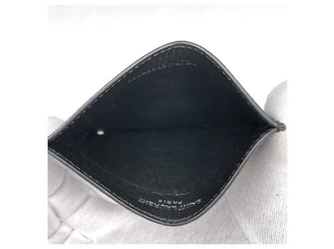 Autre Marque Portacarte Saint Laurent in camoscio nero - vista 5