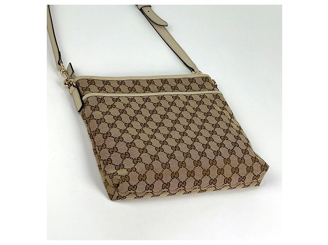 Borsa a tracolla Gucci in tela GG beige - vista 2