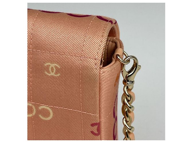 Borsa a tracolla Chanel in tela rosa - vista 5
