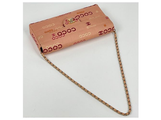 Borsa a tracolla Chanel in tela rosa - vista 6