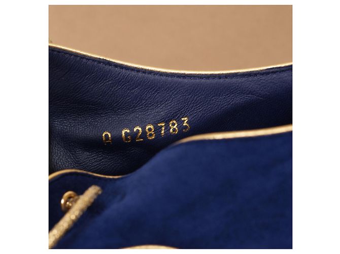 Chanel Scarpe stringate camoscio blu e oro - vista 14