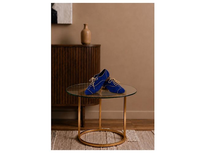 Chanel Scarpe stringate camoscio blu e oro - vista 20