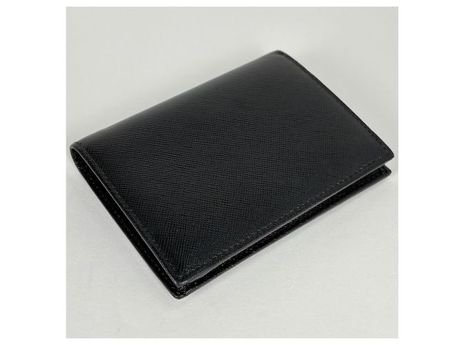 Prada Bi-Fold Geldbörse aus schwarzem Saffiano-Leder - Ansicht 2