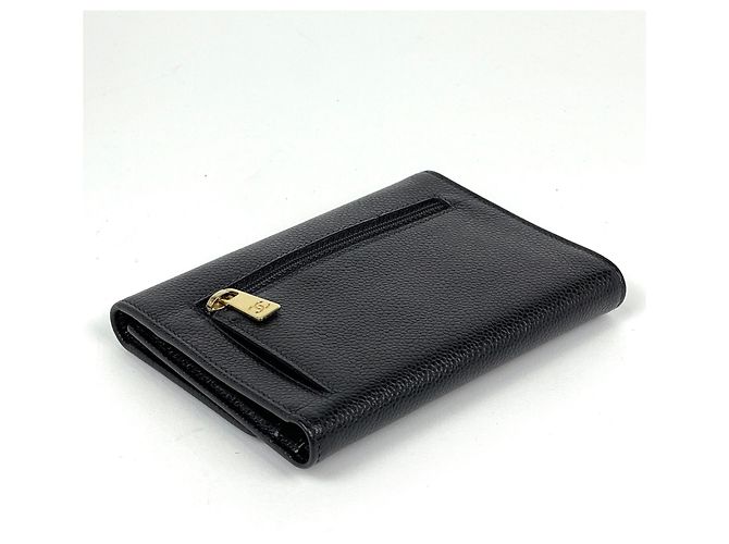 Cartera tri-fold Chanel en piel de becerro granulada negra - vista 2