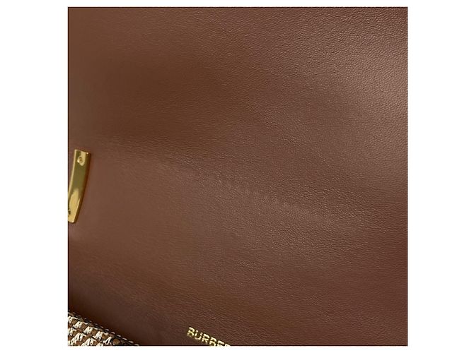 Borsa a tracolla Burberry Small Laura Chain in tessuto con motivo TB Check marrone - vista 7