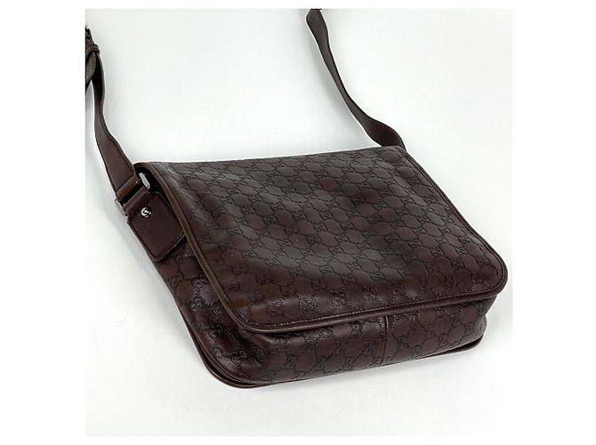 Borsa a tracolla Gucci in pelle marrone - vista 2
