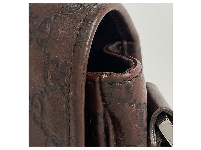 Borsa a tracolla Gucci in pelle marrone - vista 4