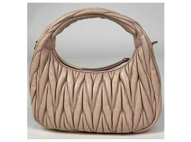 Borsa hobo Miu Miu in pelle rosa - vista 3