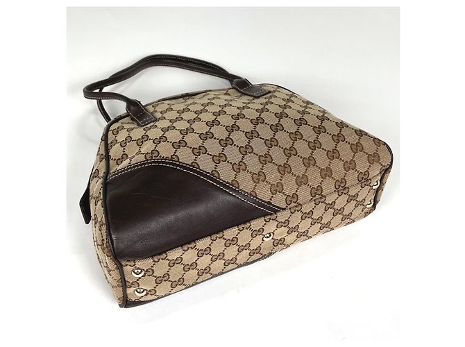 Borsa a tracolla Gucci in tela GG beige e marrone - vista 2