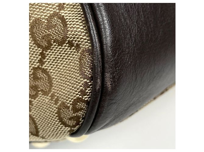Borsa a tracolla Gucci in tela GG beige e marrone - vista 3