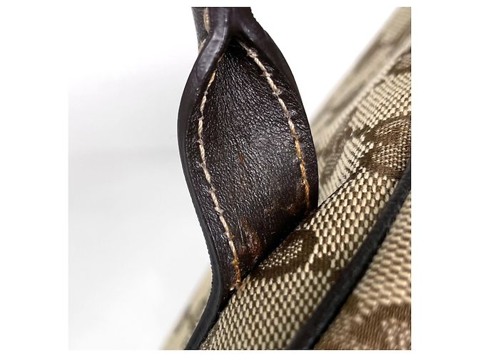 Borsa a tracolla Gucci in tela GG beige e marrone - vista 5