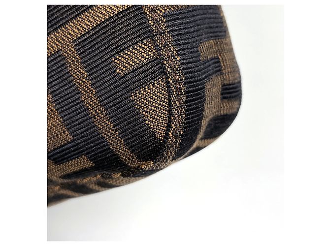Borsa a tracolla Fendi in tela e pelle marrone - vista 3