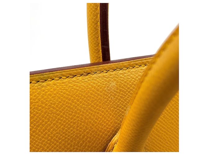 Hermès Borsa Hermes Birkin 40 in pelle Courchevel gialla - vista 11
