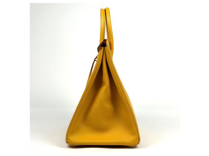 Hermès Borsa Hermes Birkin 40 in pelle Courchevel gialla - vista 2