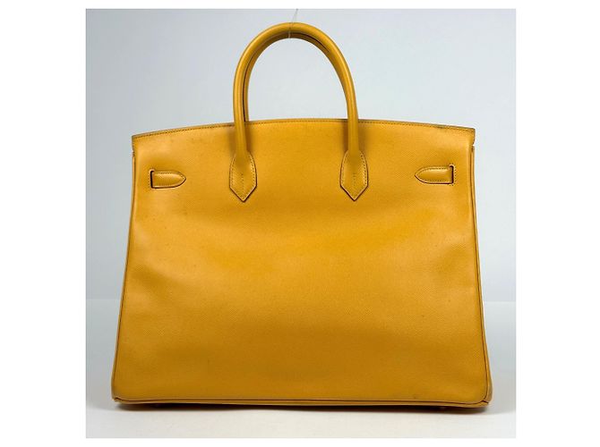Hermès Borsa Hermes Birkin 40 in pelle Courchevel gialla - vista 3