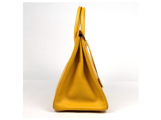 Hermès Borsa Hermes Birkin 40 in pelle Courchevel gialla - vista 4