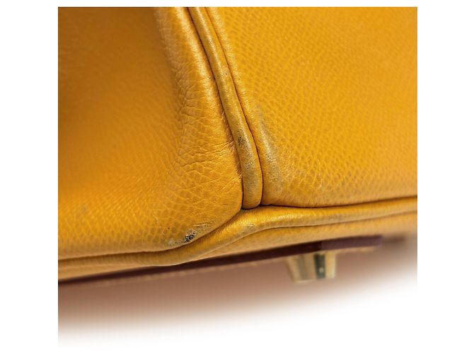 Hermès Borsa Hermes Birkin 40 in pelle Courchevel gialla - vista 6