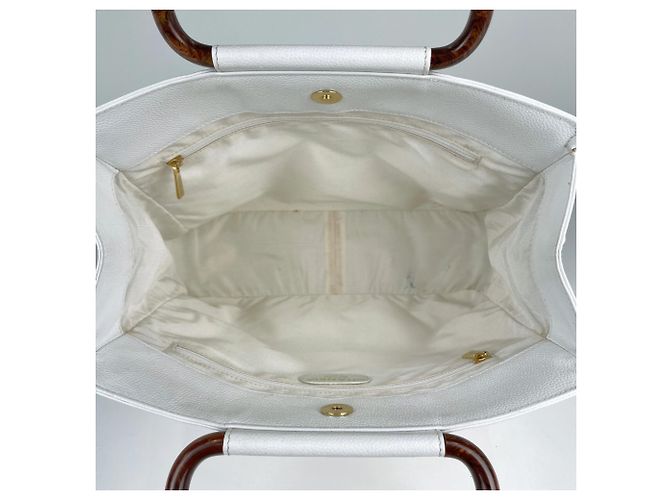 Borsa Chanel in pelle di vitello martellata bianca - vista 11